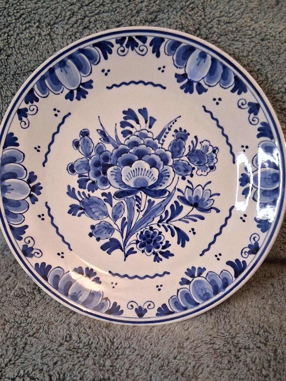 Vt'g MCM Royal Delft Hand Painted Floral Wall Plate Charger | Porceleyne Fles - Picture 11 of 13